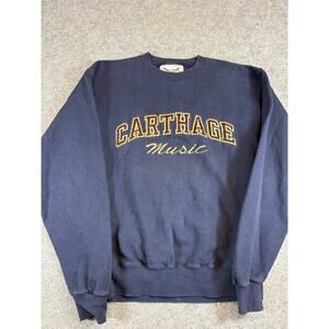 Vintage Y2K Carthage Music College Crewneck Sweatshirt Mens Medium Navy Oarsman